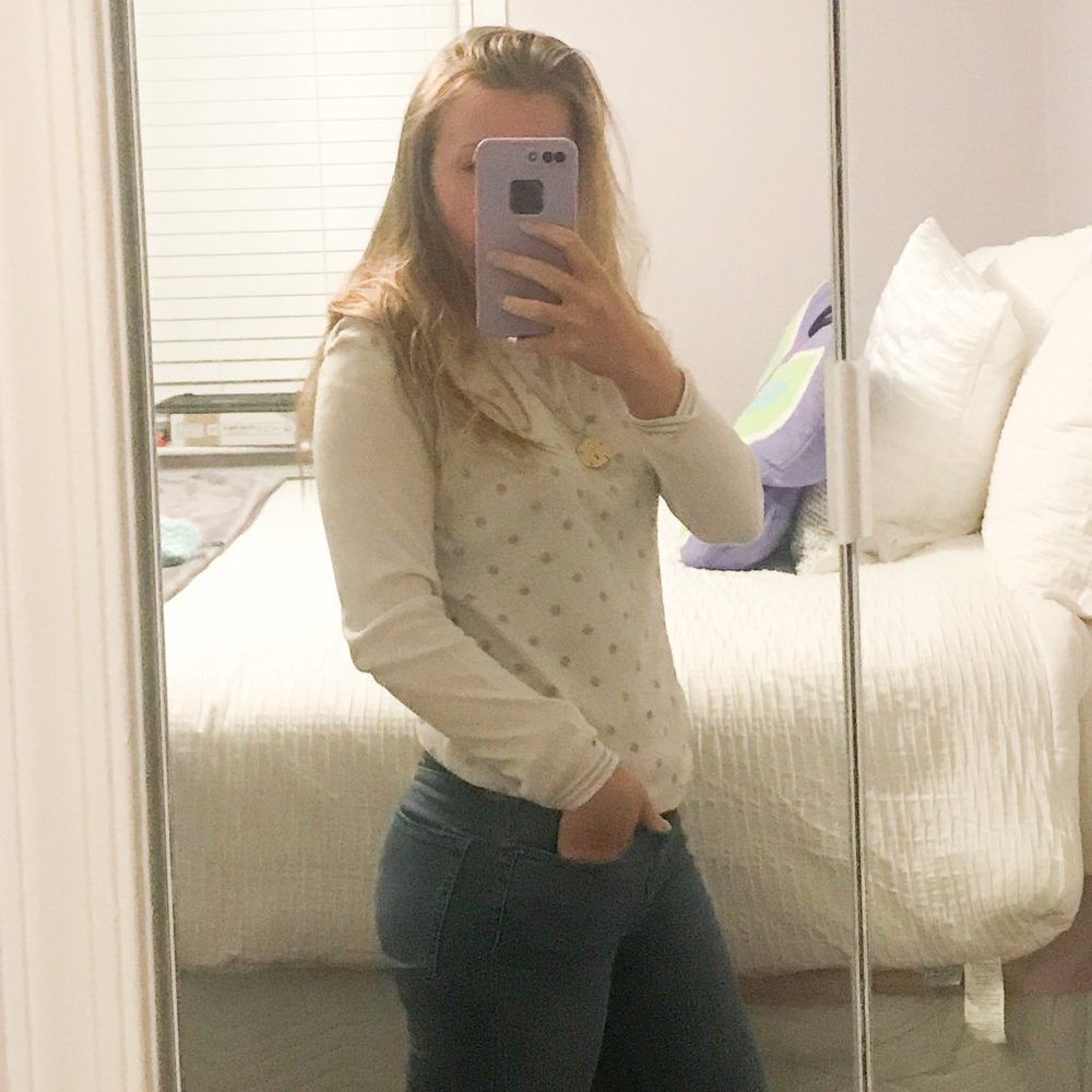 White Sweater with Gray Dots